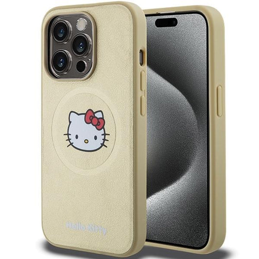 Hello Kitty Leather Kitty Head MagSafe case for iPhone 13 Pro Max - gold