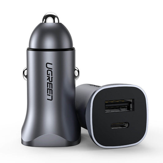 [RETURNED ITEM] Ugreen fast car charger USB-A / USB-C 30W PD PPS gray (CD130)