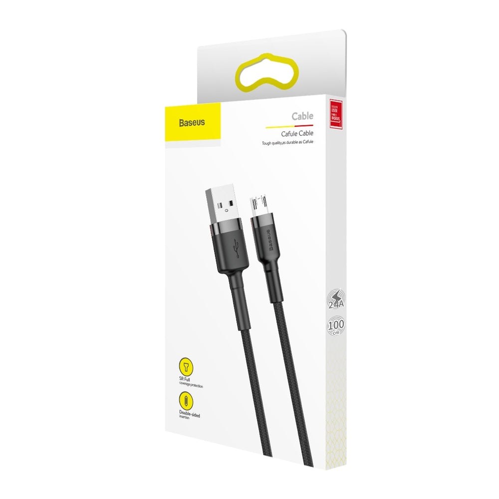 Baseus Cafule Cable durable nylon cable USB / micro USB QC3.0 2.4A 1M black-gray (CAMKLF-BG1)