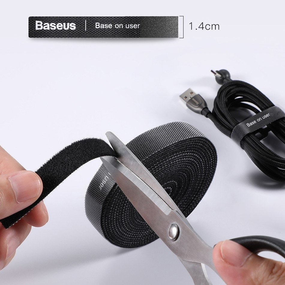 Baseus Rainbow Circle hook and loop Straps - velcro tape cable organizer 1m black (ACMGT-E01)