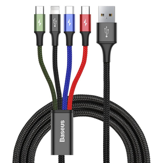 Baseus cable USB 4in1 Lightning / USB Type C / 2x micro USB cable in nylon braid 3.5A 1.2m black (CA1T4-C01)