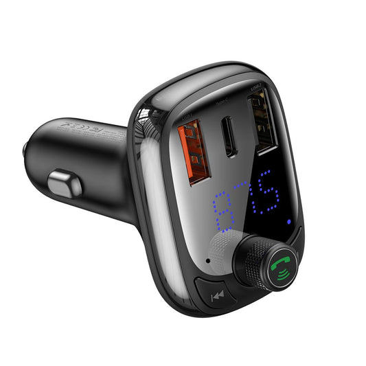 Baseus FM Transmitter Bluetooth 5.0 Car Charger PPS Quick Charge QC4.0 Power Delivery USB Type C / micro SD 5A 36W black (CCTM-B01)