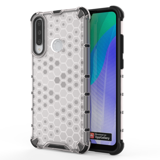Honeycomb Case armor cover with TPU Bumper for Huawei Y6p transparent