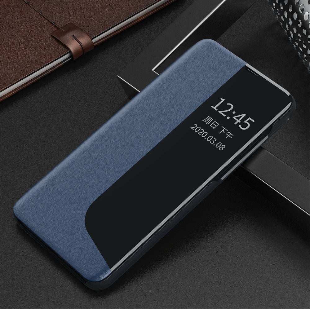 Eco Leather View Case elegant bookcase type case with kickstand for Huawei P40 Pro blue