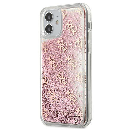 Guess GUHCP12SLG4GSPG iPhone 12 mini 5.4&quot; pink/pink hardcase 4G Liquid Glitter