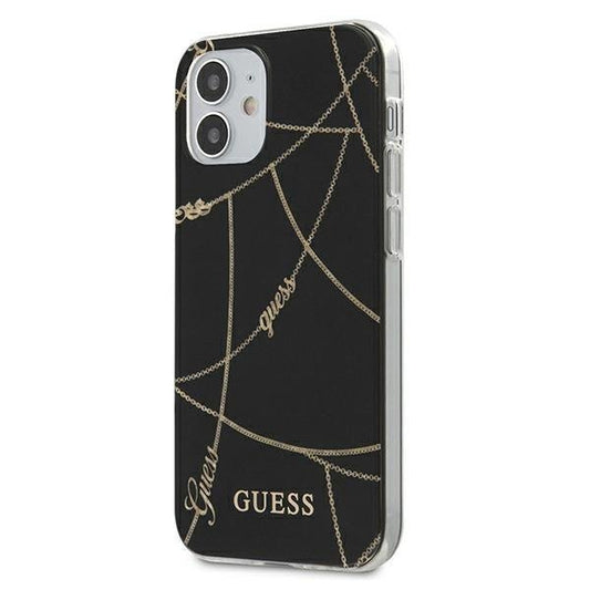 Guess GUHCP12SPCUCHBK iPhone 12 mini 5.4&quot; black/black hardcase Gold Chain Collection