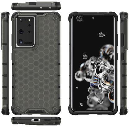 Honeycomb Case armor cover with TPU Bumper for Samsung Galaxy S21 Ultra 5G black