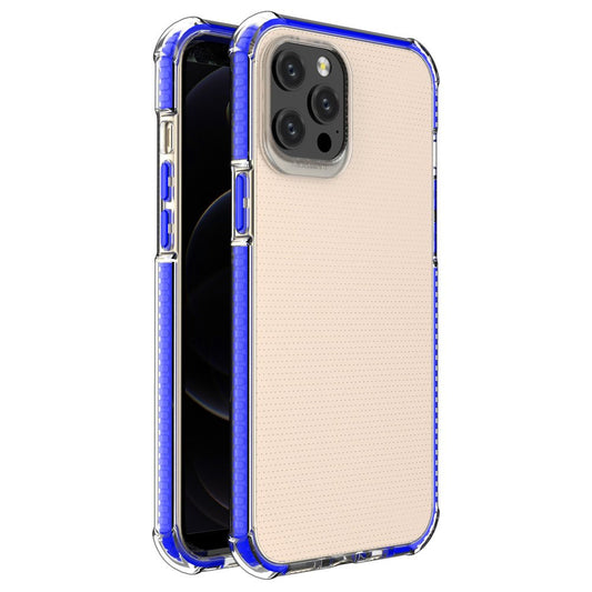 Spring Armor clear TPU gel rugged protective cover with colorful frame for iPhone 12 Pro Max blue