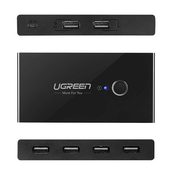 [ON RETURN] Ugreen switch box HUB switch 4x USB 2.0 USB splitter for two computers black (30767)
