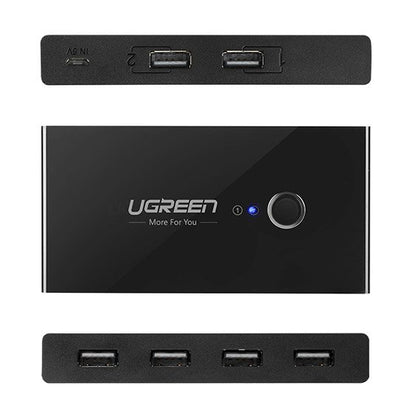 [ON RETURN] Ugreen switch box HUB switch 4x USB 2.0 USB splitter for two computers black (30767)