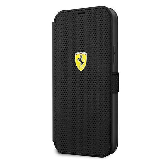 Ferrari FESPEFLBKP12LBK iPhone 12 Pro Max 6.7&quot; black/black book On Track Perforated