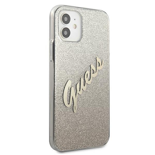 Guess GUHCP12SPCUGLSGO iPhone 12 mini 5.4&quot; gold/gold hardcase Glitter Gradient Script