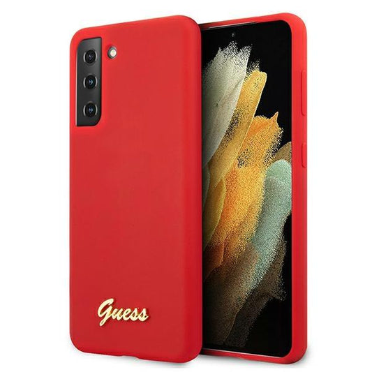 Guess GUHCS21MLSLMGRE S21+ G996 red/red hardcase Silicone Script Metal Logo