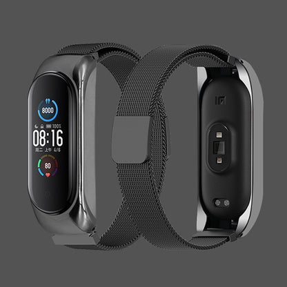 Replacement Metal Wristband Magnetic Bracelet Strap For Xiaomi Mi Band 6 / Mi Band 5 / Mi Band 4 / Mi Band 3 Black