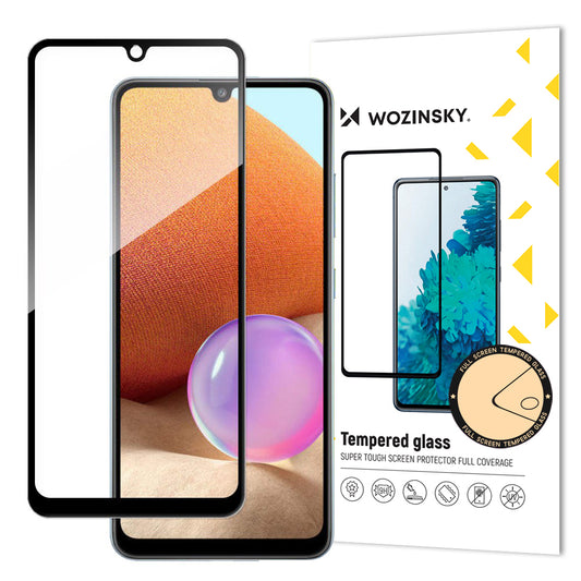 Wozinsky Tempered Glass Full Glue Super Tough Screen Protector Full Coveraged with Frame Case Friendly for Samsung Galaxy A32 4G black