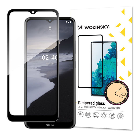 Wozinsky Tempered Glass Full Glue Super Tough Screen Protector Full Coveraged with Frame Case Friendly for Nokia 2.4 black