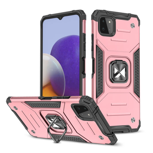 Wozinsky Ring Armor Case Kickstand Tough Rugged Cover for Samsung Galaxy A22 4G pink