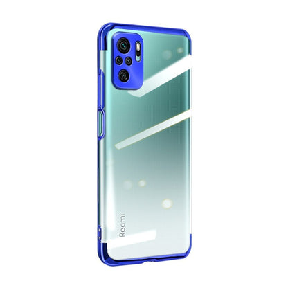 Clear Color Case Gel TPU Electroplating frame Cover for Xiaomi Redmi Note 10 5G / Poco M3 Pro blue