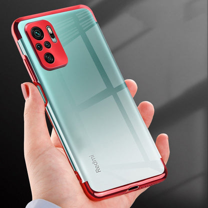 Clear Color Case Gel TPU Electroplating frame Cover for Xiaomi Redmi Note 10 5G / Poco M3 Pro red