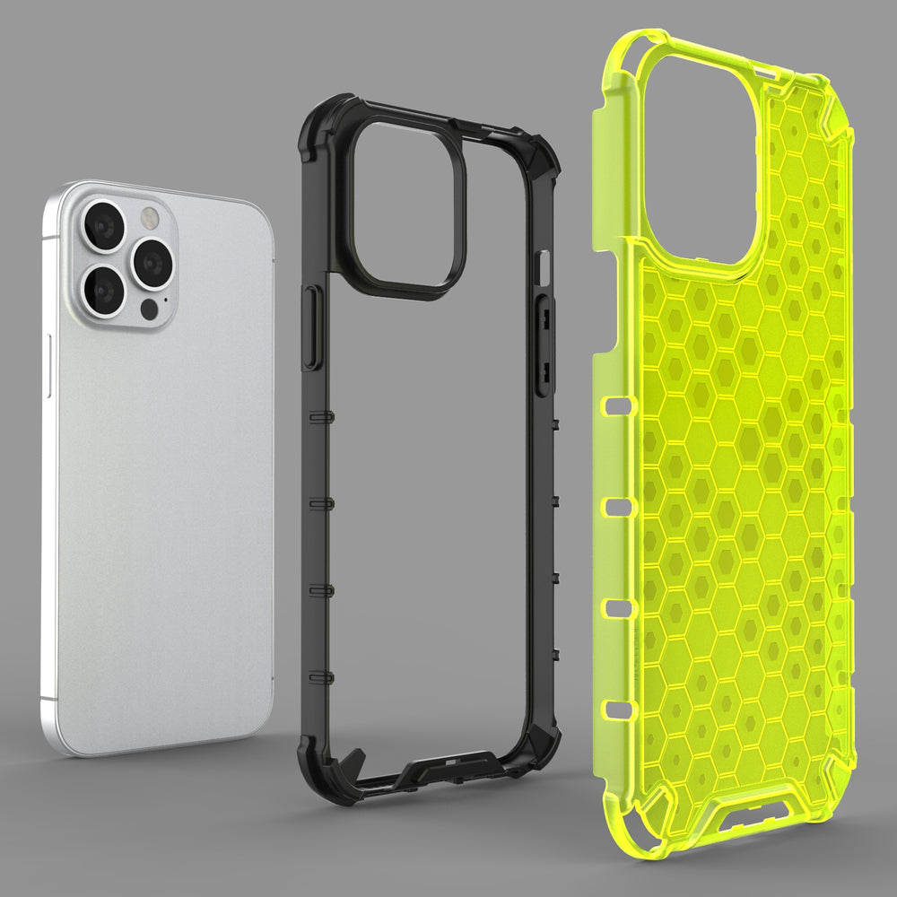 Honeycomb Case armor cover with TPU Bumper for iPhone 13 Pro Max blue