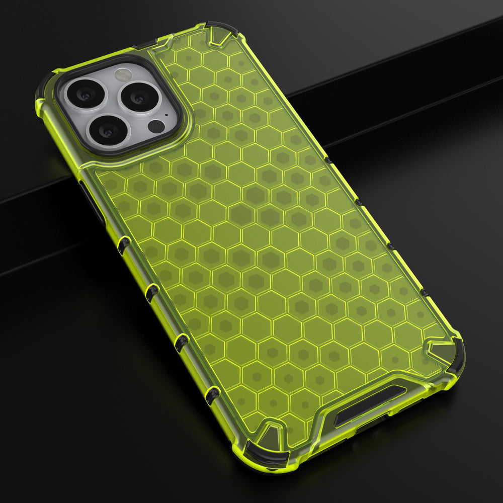 Honeycomb Case armor cover with TPU Bumper for iPhone 13 Pro Max green