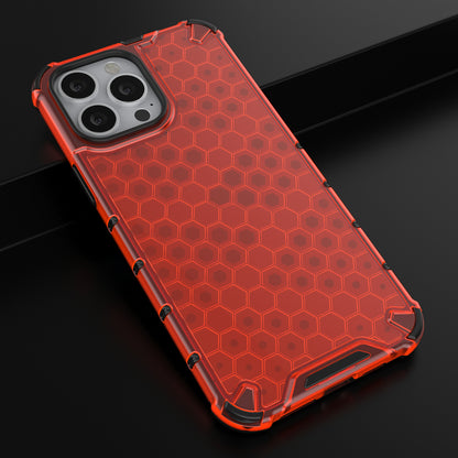 Honeycomb Case armor cover with TPU Bumper for iPhone 13 Pro Max red