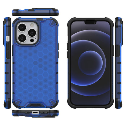 Honeycomb Case armor cover with TPU Bumper for iPhone 13 Pro blue