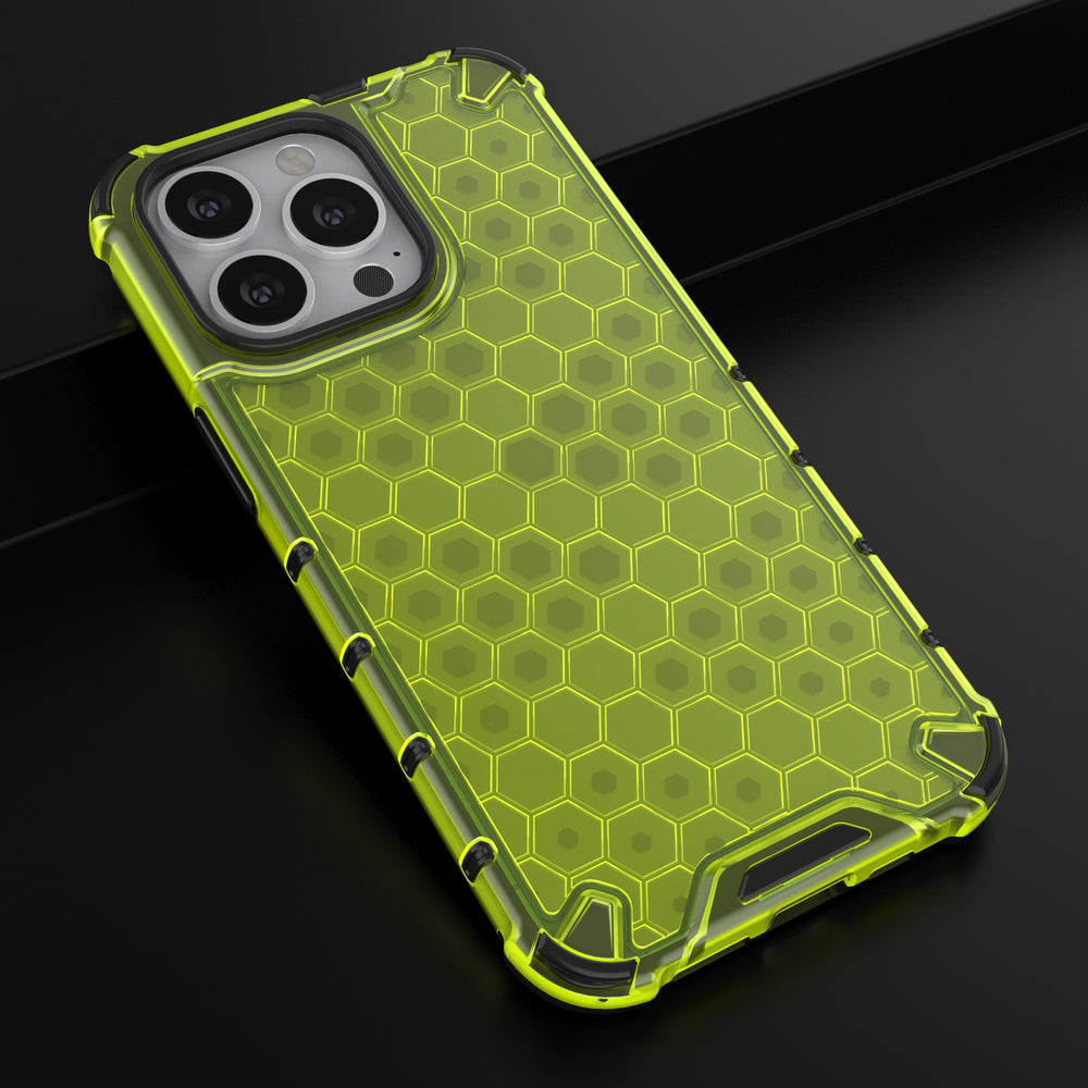 Honeycomb Case armor cover with TPU Bumper for iPhone 13 Pro green