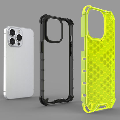 Honeycomb Case armor cover with TPU Bumper for iPhone 13 Pro green