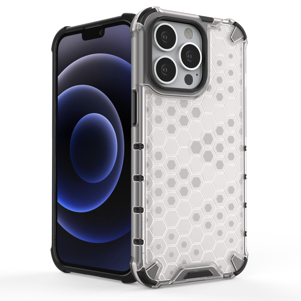 Honeycomb Case armor cover with TPU Bumper for iPhone 13 Pro transparent