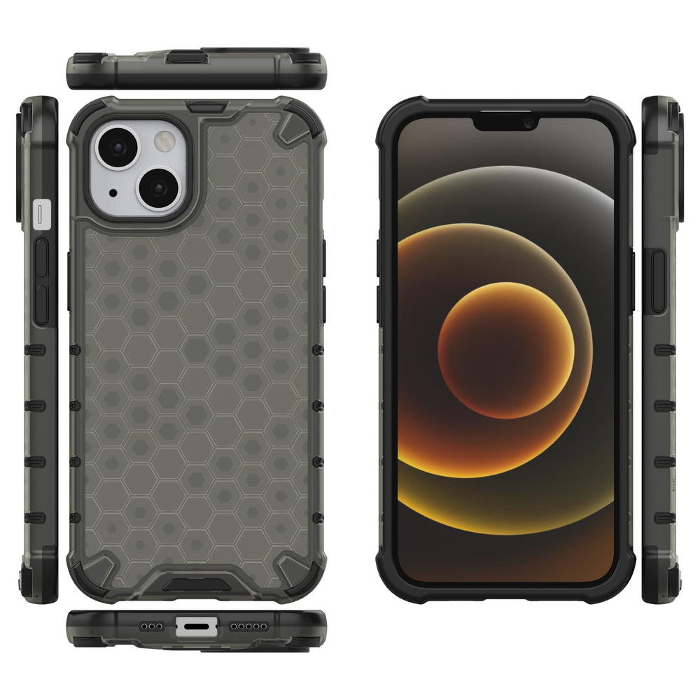 Honeycomb armored case with a gel frame iPhone 13 black