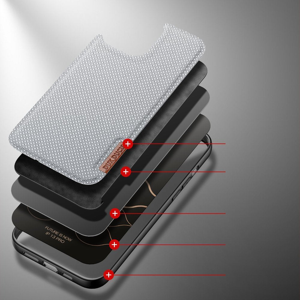 Dux Ducis Fino case covered with nylon material for iPhone 13 Pro gray