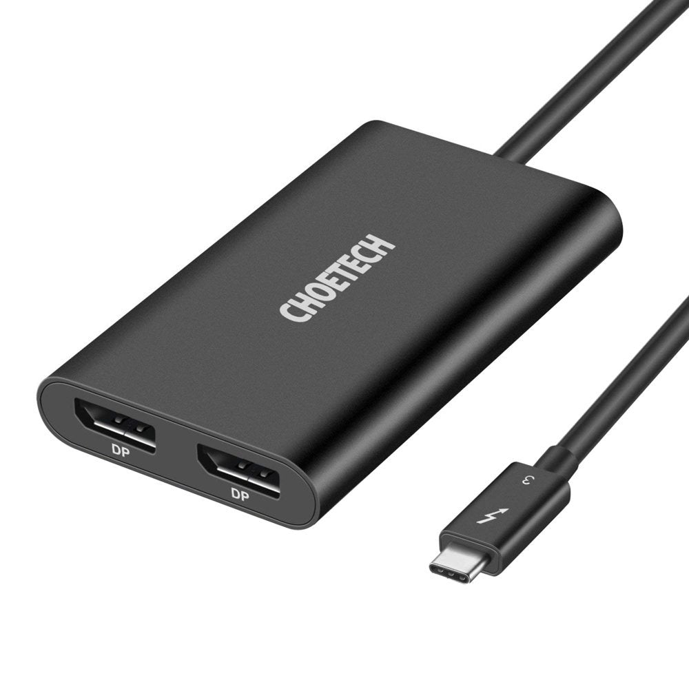 Choetech plug adapter USB Type C Thunderbolt 3 (40Gbps) - 2x DisplayPort 4K 60Hz black (HUB-D03)