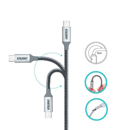 Choetech USB Type C - USB Type C cable 5A 100 W Power Delivery 480 Mbps 1,8 m gray (XCC-1002-GY)