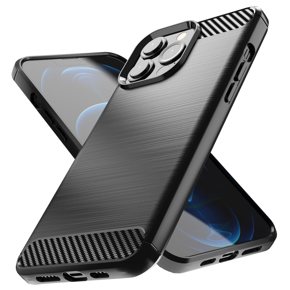 Carbon Case Flexible Cover TPU Case for iPhone 13 Pro black