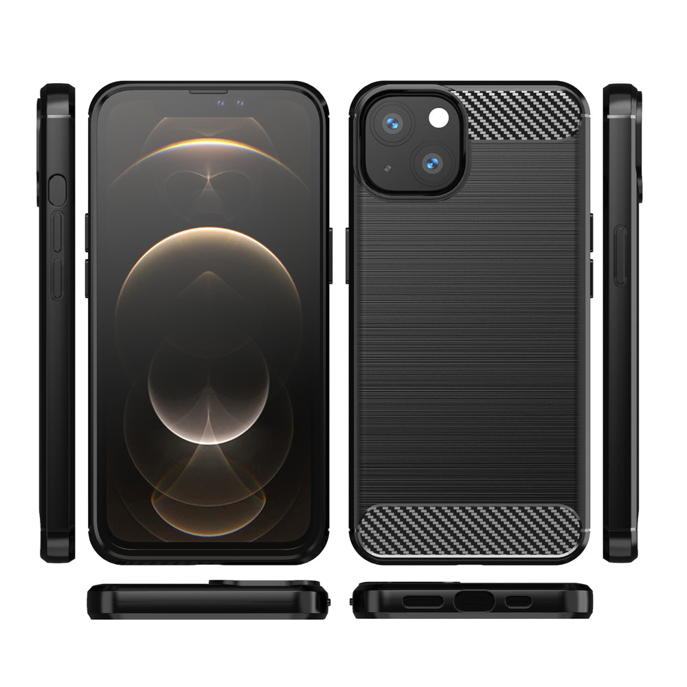 Carbon Case Flexible Cover TPU Case for iPhone 13 mini black