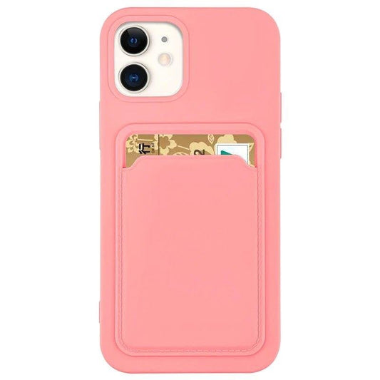 Card Case Silicone Wallet with Card Slot Documents for iPhone 12 pink