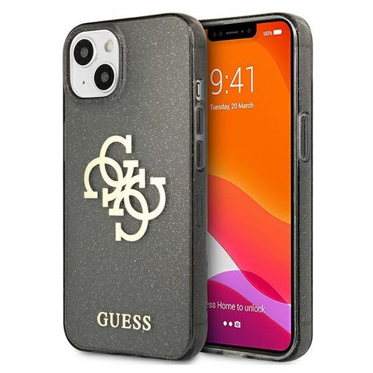 Guess GUHCP13SPCUGL4GBK iPhone 13 mini 5.4&quot; black/black hard case Glitter 4G Big Logo
