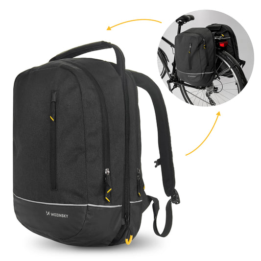 Wozinsky bicycle bag double backpack 2in1 30l black (WBB30BK)