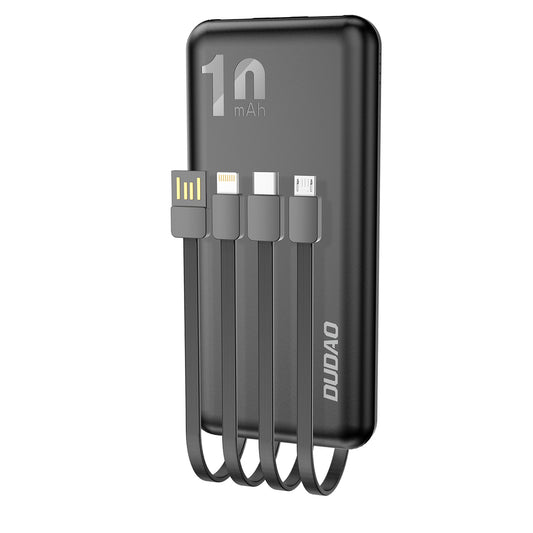 Dudao K6Pro Universal 10000mAh Power Bank with USB Cable, USB Type C, Lightning Black (K6Pro-black)