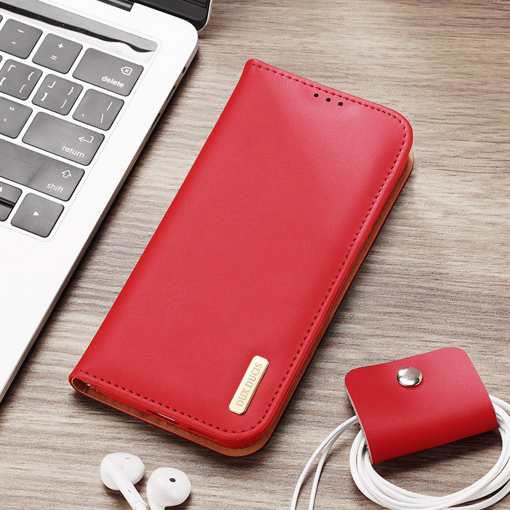 Dux Ducis Hivo Leather Flip Cover Genuine Leather Wallet For Cards And Documents Samsung Galaxy S22 + (S22 Plus) Red
