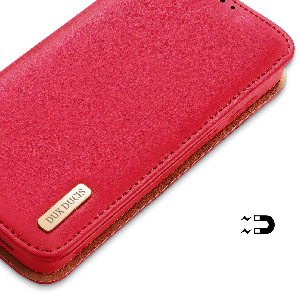 Dux Ducis Hivo Leather Flip Cover Genuine Leather Wallet For Cards And Documents Samsung Galaxy S22 + (S22 Plus) Red