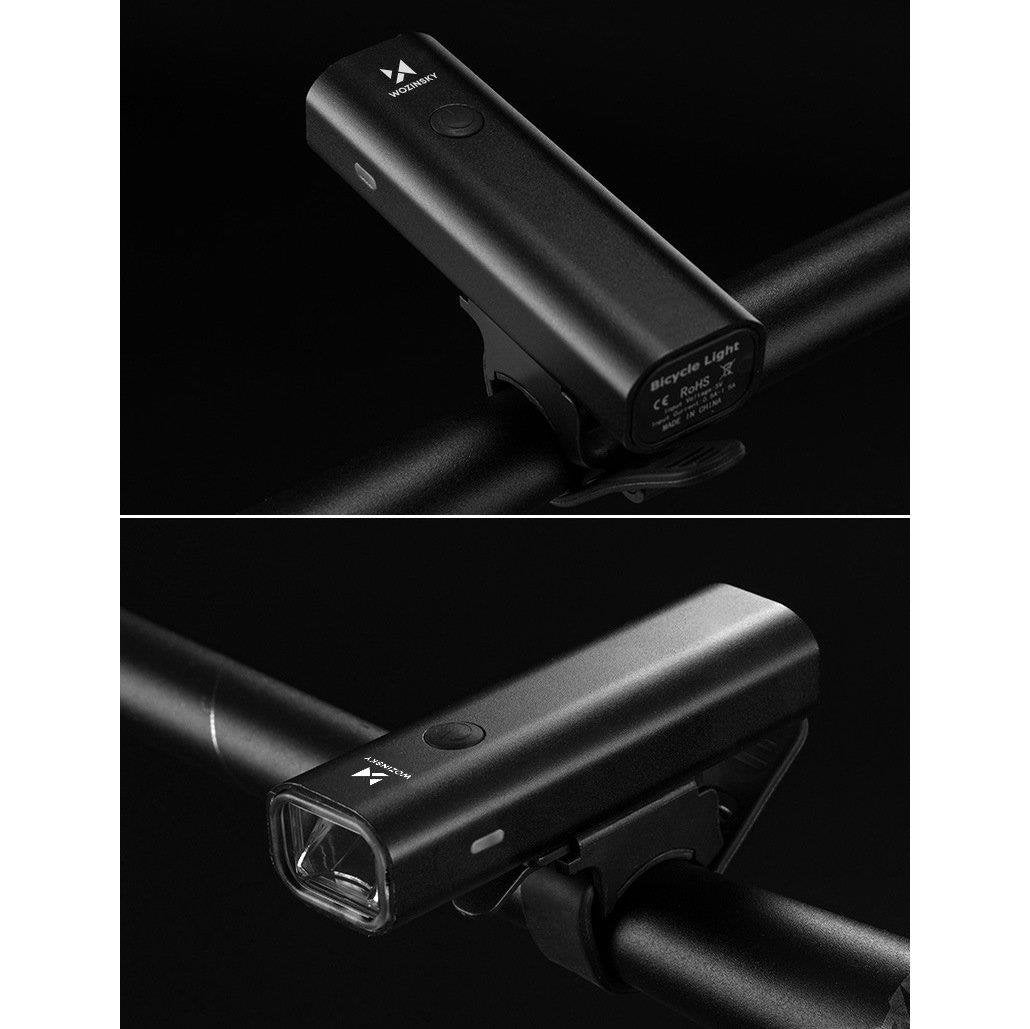 Wozinsky front bicycle lamp USB (up to 200lm) white light 4 operating modes black (WFBLB2)
