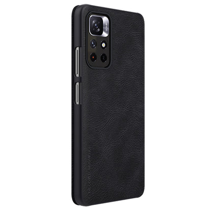 Nillkin Qin Case Case for Xiaomi Redmi Note 11T 5G / Note 11S 5G / Note 11 5G (China) / Poco M4 Pro 5G Camera Protector Holster Cover Flip Cover Black