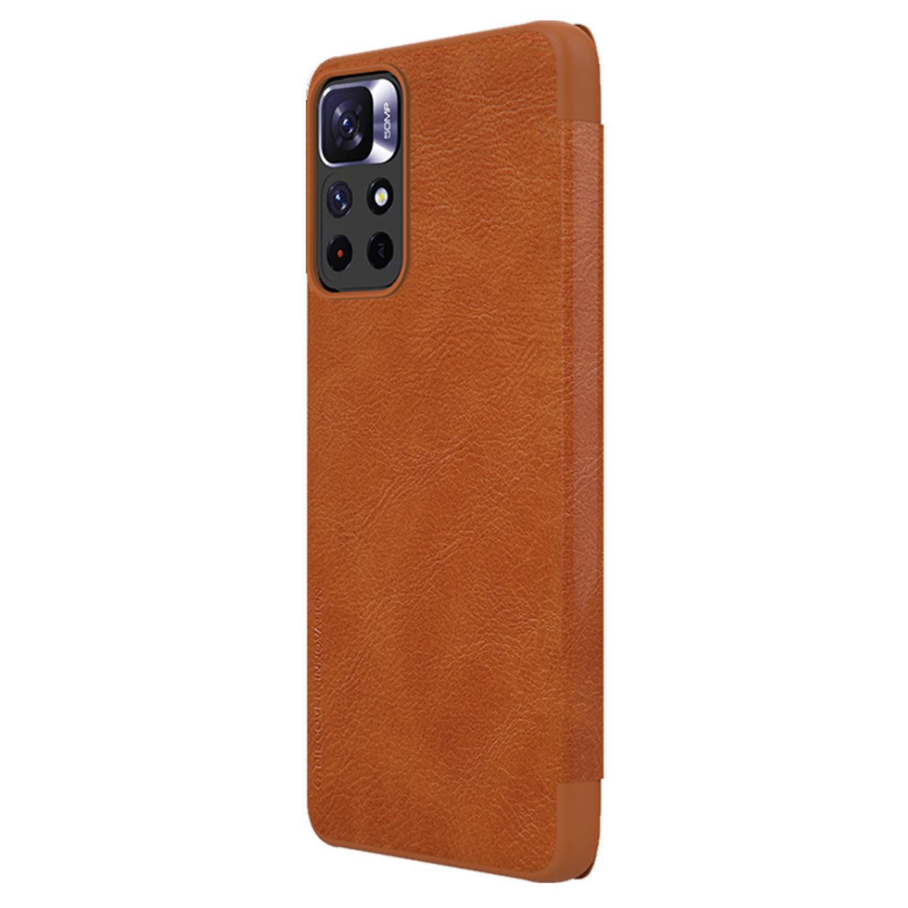Nillkin Qin Case Case for Xiaomi Redmi Note 11T 5G / Note 11S 5G / Note 11 5G (China) / Poco M4 Pro 5G Camera Protector Holster Cover Flip Cover Brown
