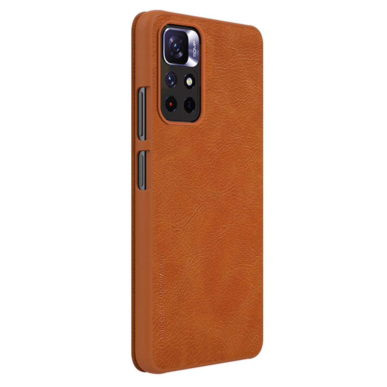 Nillkin Qin Case Case for Xiaomi Redmi Note 11T 5G / Note 11S 5G / Note 11 5G (China) / Poco M4 Pro 5G Camera Protector Holster Cover Flip Cover Brown