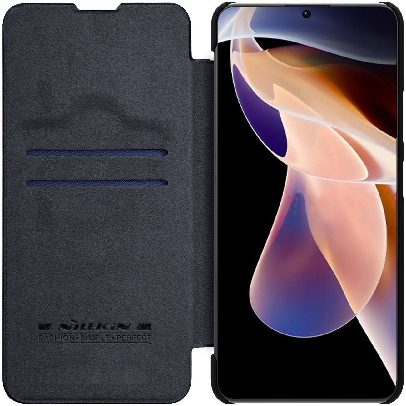 Nillkin Qin Case Cover For Xiaomi Redmi Note 11 Pro+ (China) / Redmi Note 11 Pro (China) / Mi11i HyperCharge Camera Protector Holster Cover Flip Case Black