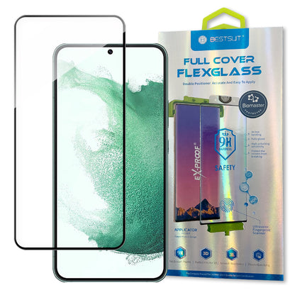 Bestsuit 3D Edge Nano Flexi Glass Glass Film Full Screen Tempered Glass With Frame For Samsung Galaxy S22 + (S22 Plus) Transparent