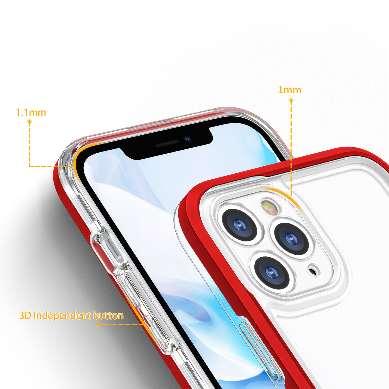 Clear 3in1 case for iPhone 11 Pro frame cover gel red