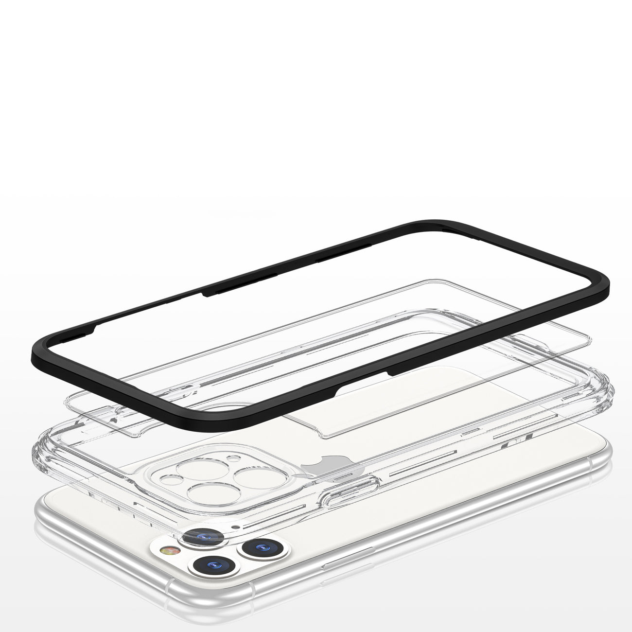 Clear 3in1 case for iPhone 11 Pro Max case gel cover with frame black